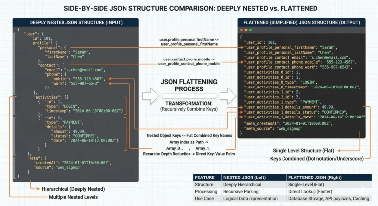 복잡한 JSON vs 정제된 JSON 구조 비교